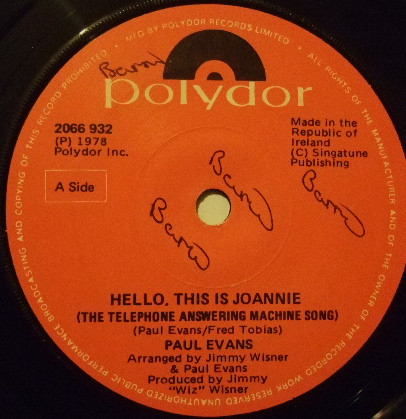 Paul Evans - Hello, This Is Joannie (The Telephone Answering Machine Song)