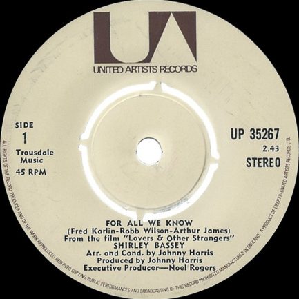 Shirley Bassey - For All We Know